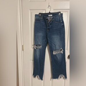 Distressed Blue Jeans